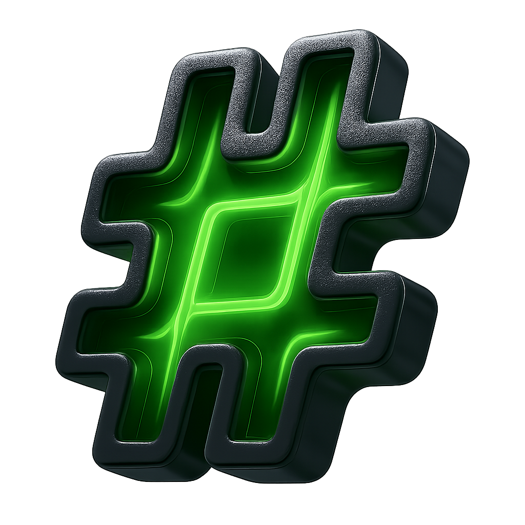 Green 3D hashtag